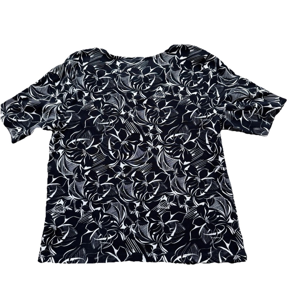 Rafaella‎ Lace-up Short Sleeve Tee Shirt Dark Navy Blue Women's Petite Large - Picture 7 of 7